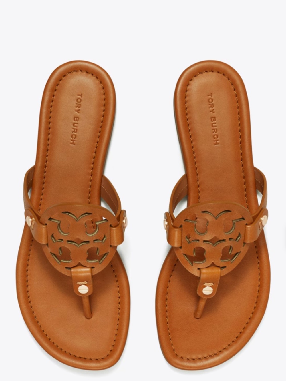 Tory Burch Miller Sandal Vintage Vachetta Brown Leather Size 7.5